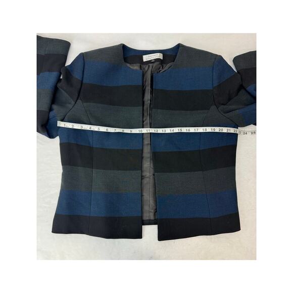 Tahari ASL Blazer Jacket Chic Black Blue Stripe Long Sleeve Plus Women's Size 16 - Picture 3 of 9